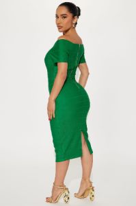 Amara Off Shoulder Midi Dress - Green sold by Fashion Nova