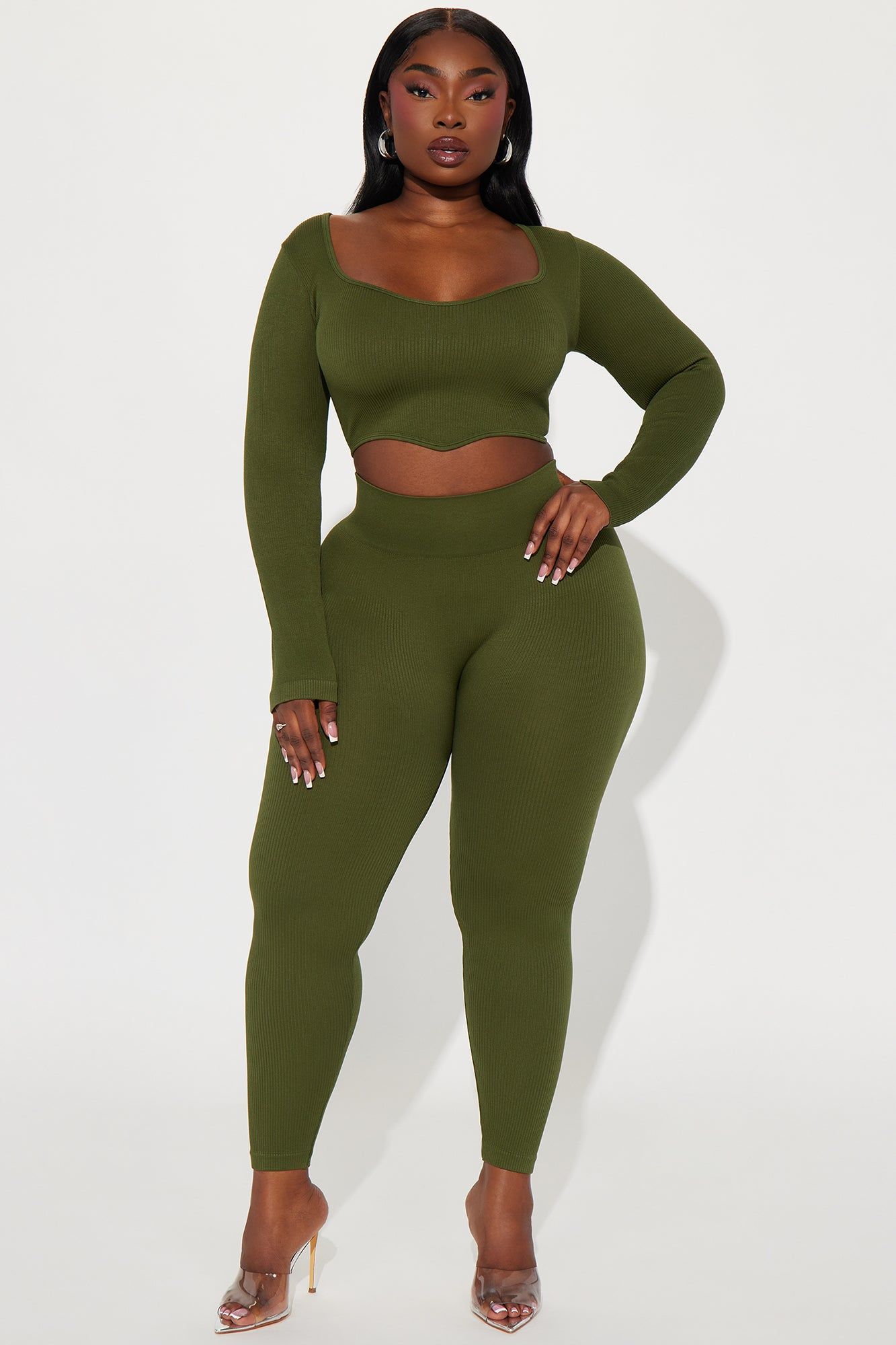 Flora Seamless Legging Set - Olive sold by Fashion Nova product image thumbnail 4