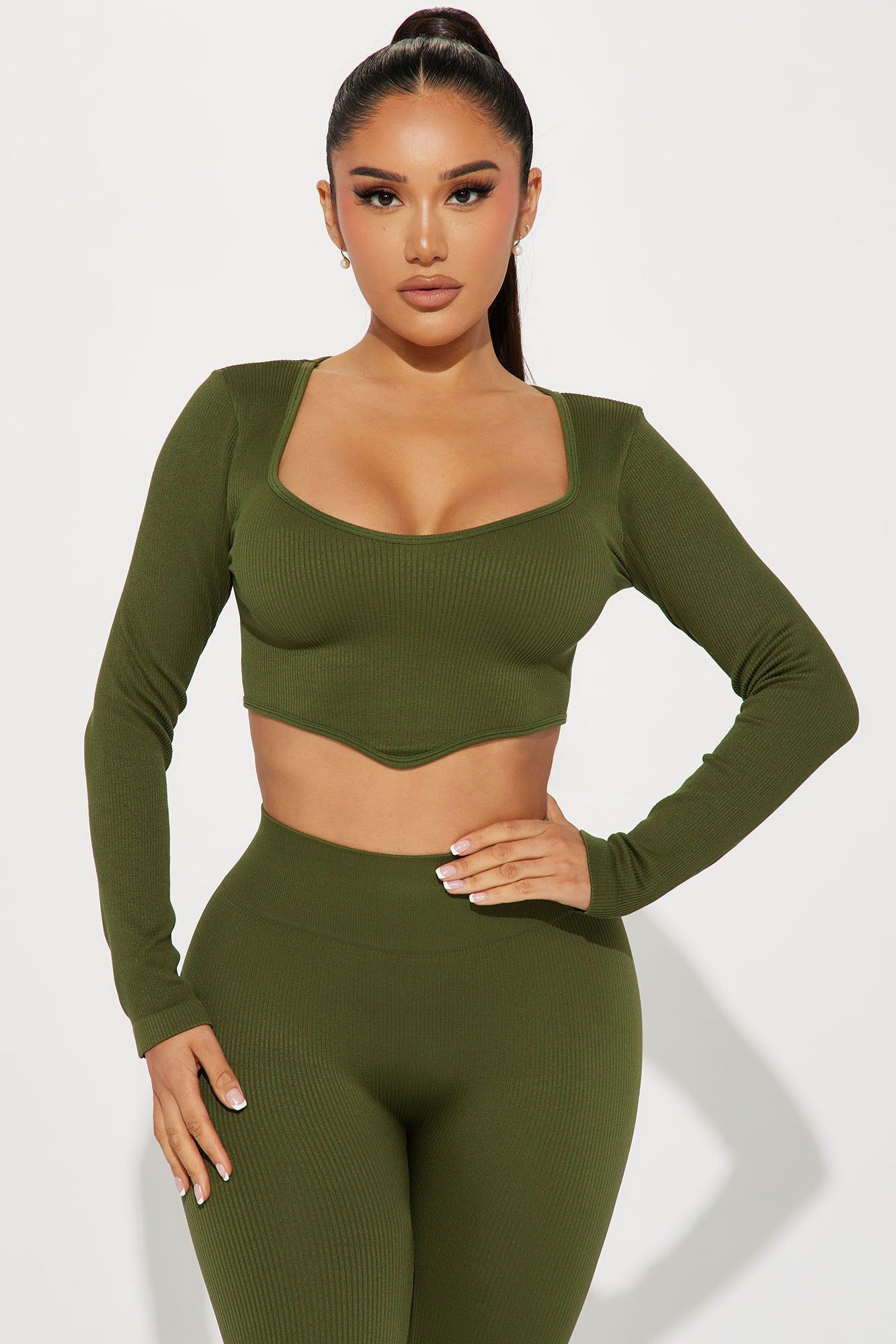Flora Seamless Legging Set - Olive sold by Fashion Nova product image thumbnail 2