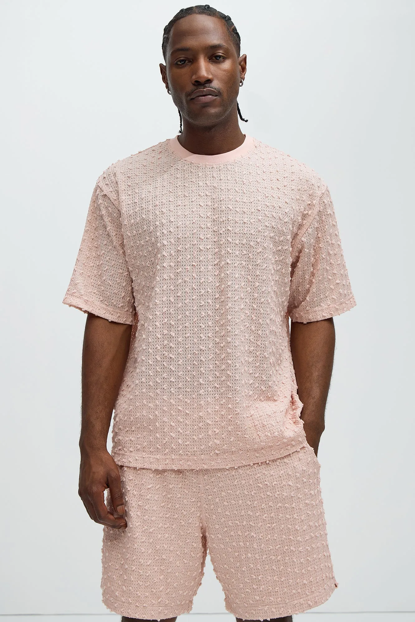 Pop Textured Crew Neck Tee - Pink sold by Fashion Nova