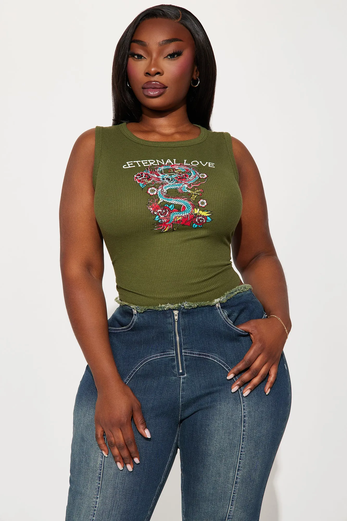 Eternal Love Dragon Tank Top - Green sold by Fashion Nova product image thumbnail 4