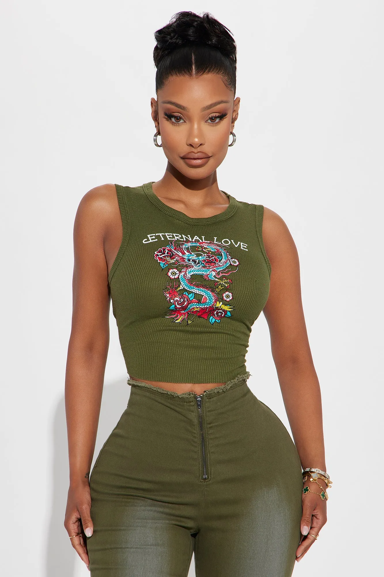 Eternal Love Dragon Tank Top - Green sold by Fashion Nova