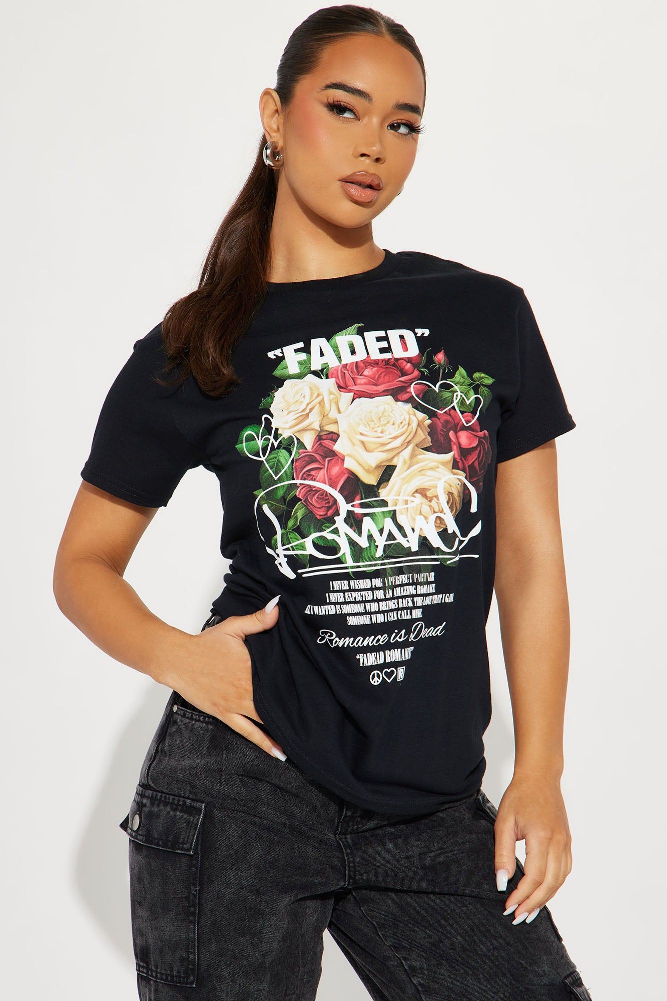 Faded Romance Graphic Tee - Black sold by Fashion Nova