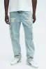 Catch You Slipping Cargo Straight Jeans - Light Wash sold by Fashion Nova
