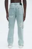 Catch You Slipping Cargo Straight Jeans - Light Wash sold by Fashion Nova