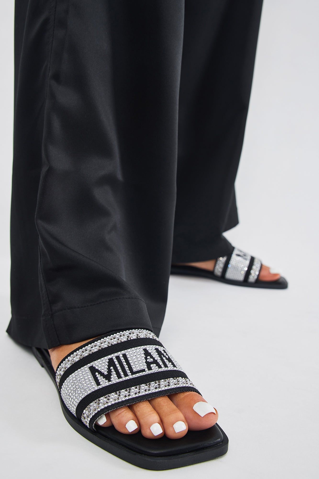 What A View Embellished Flat Sandals - Black sold by Fashion Nova product image thumbnail 2