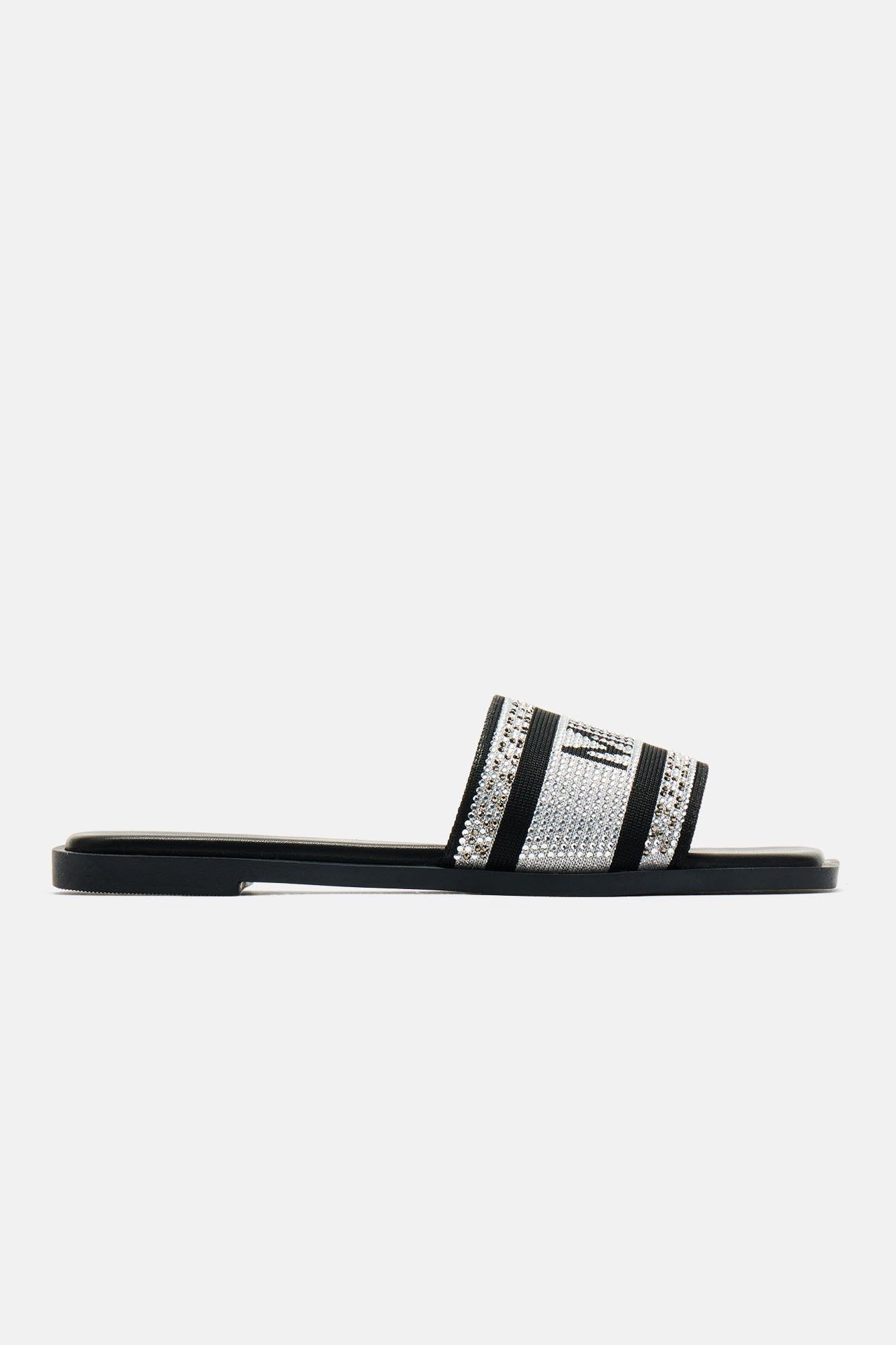 What A View Embellished Flat Sandals - Black sold by Fashion Nova product image thumbnail 4