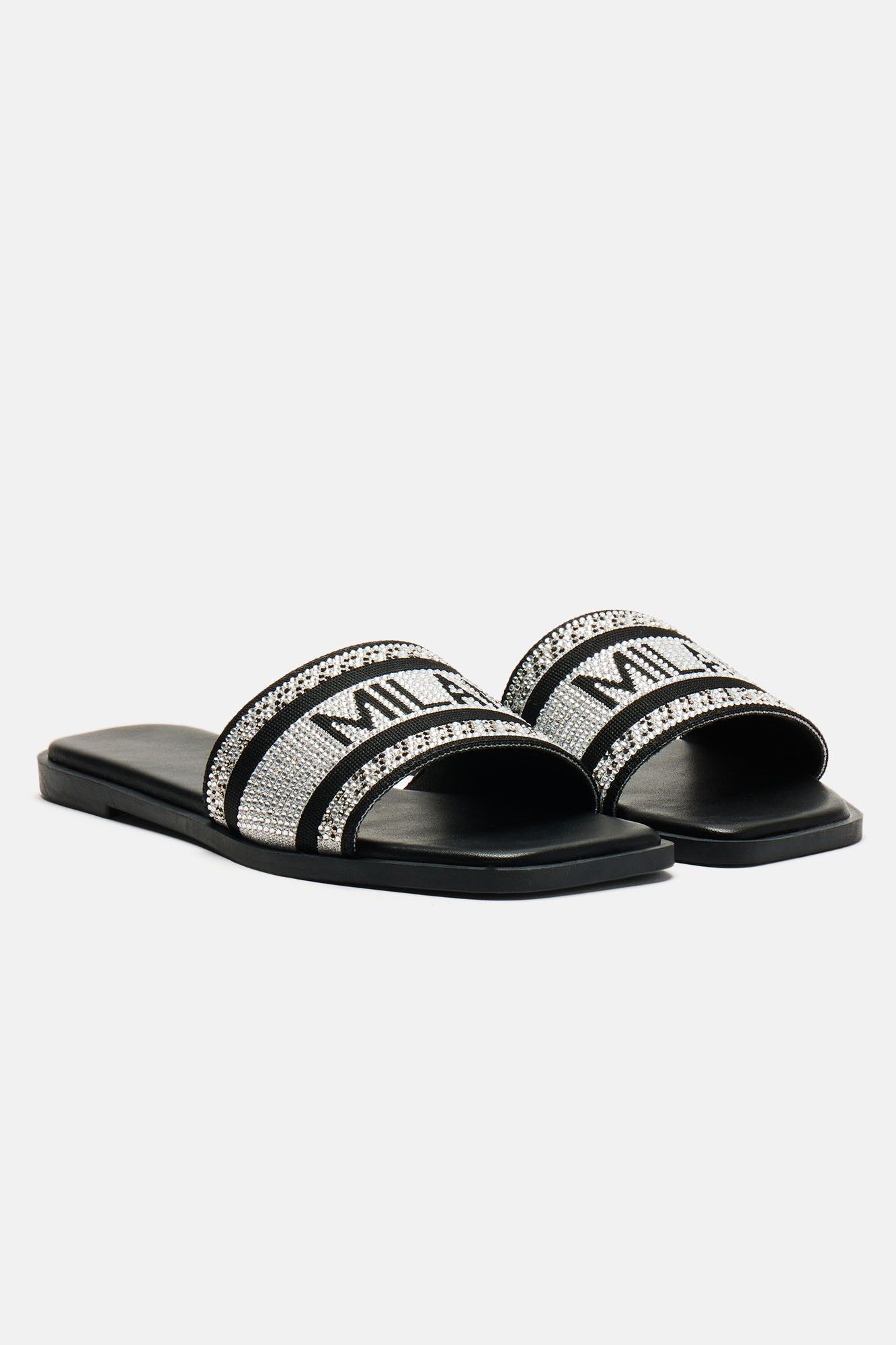 What A View Embellished Flat Sandals - Black sold by Fashion Nova product image thumbnail 5
