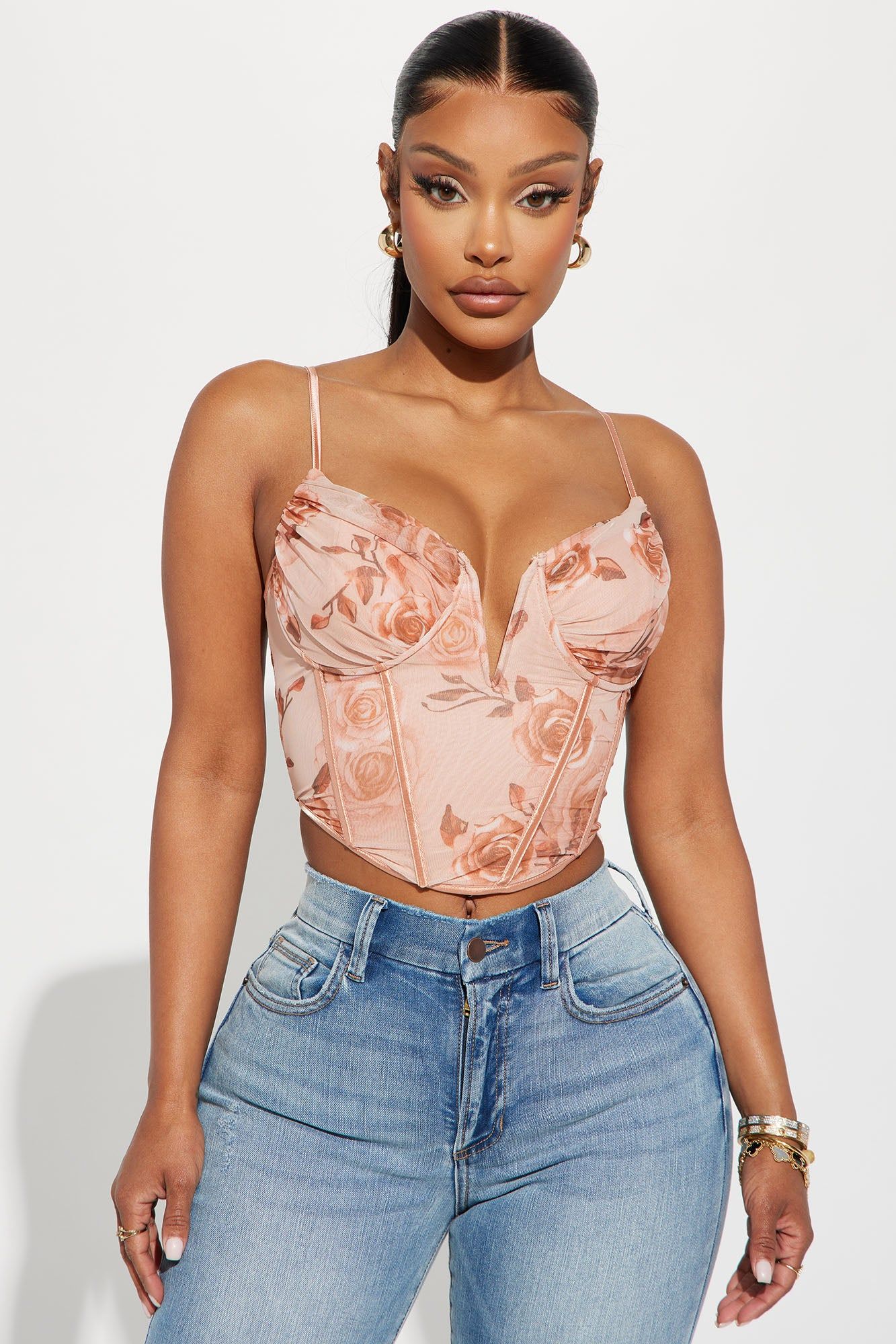 Show Me Love Corset Top - Peach/combo sold by Fashion Nova