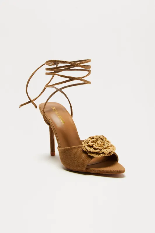 Feeling Floral Wrap Up Heels - Cream sold by Fashion Nova