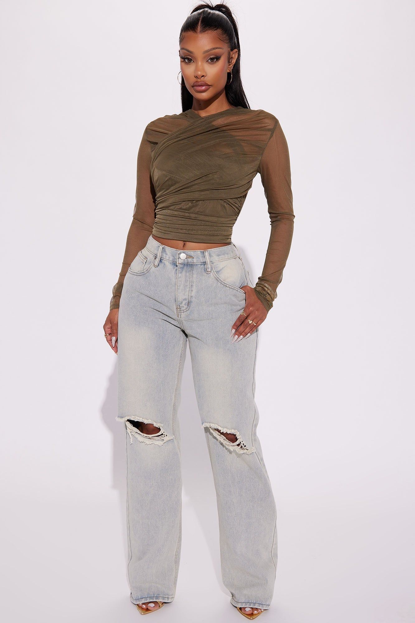 Expensive Taste Mesh Top - Olive sold by Fashion Nova product image thumbnail 2