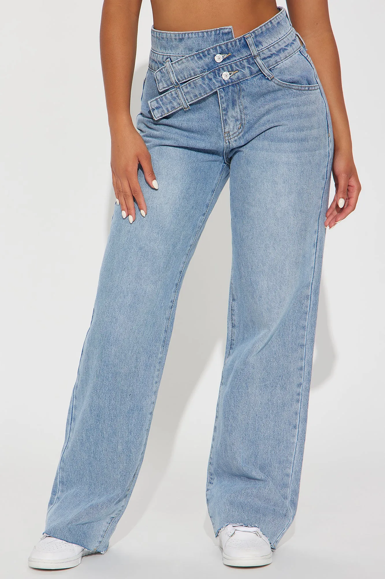 More Than Ever Crossover Straight Leg Jeans - Light Wash sold by Fashion Nova product image thumbnail 2