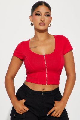 Harper Scoop Neck Top - Red sold by Fashion Nova