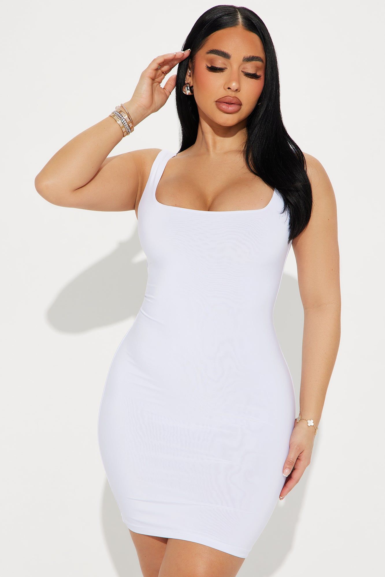 Get It Girl Double Lined Mini Dress - White sold by Fashion Nova