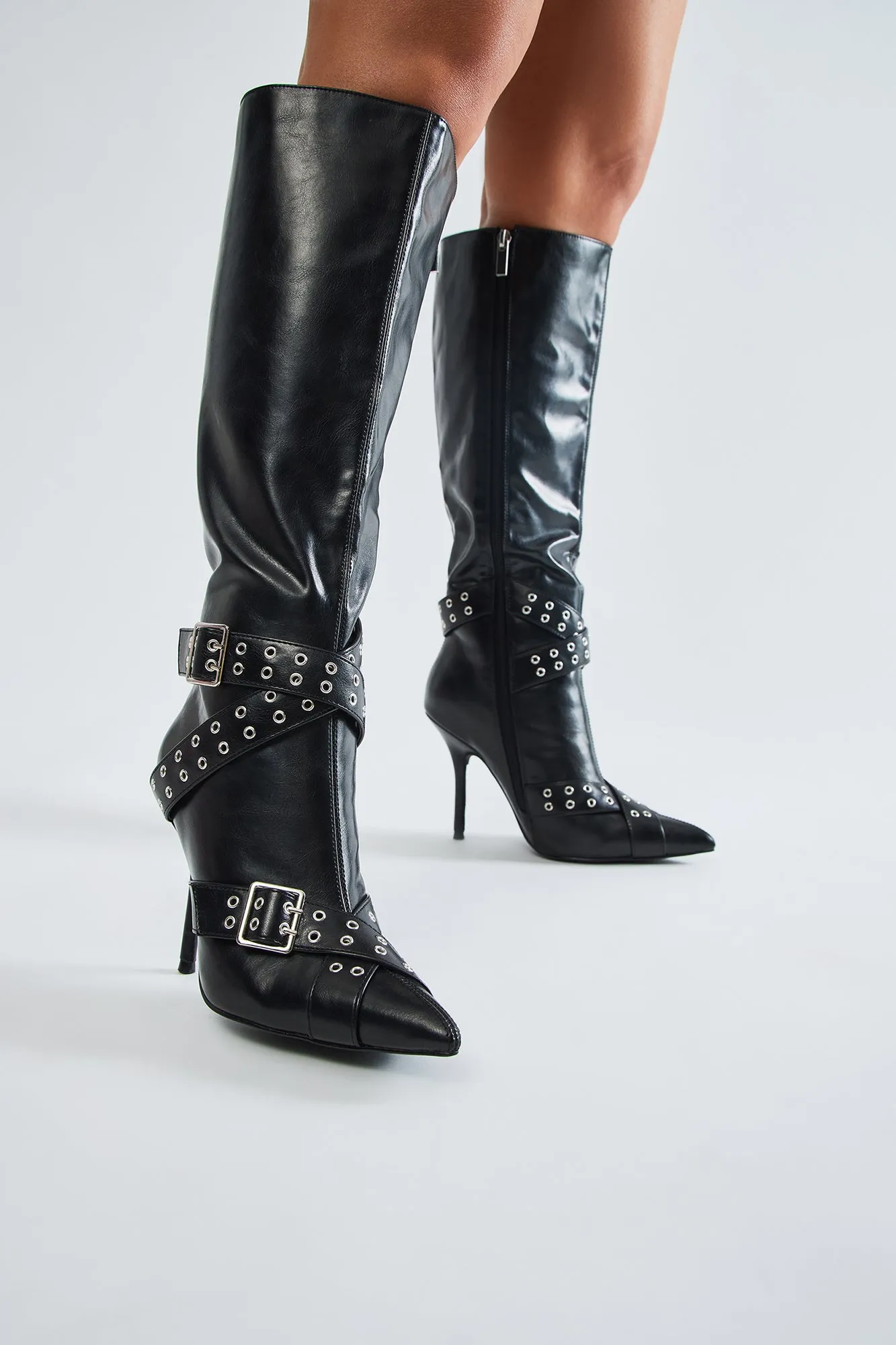 London Buckle Knee High Boots - Black sold by Fashion Nova product image thumbnail 4