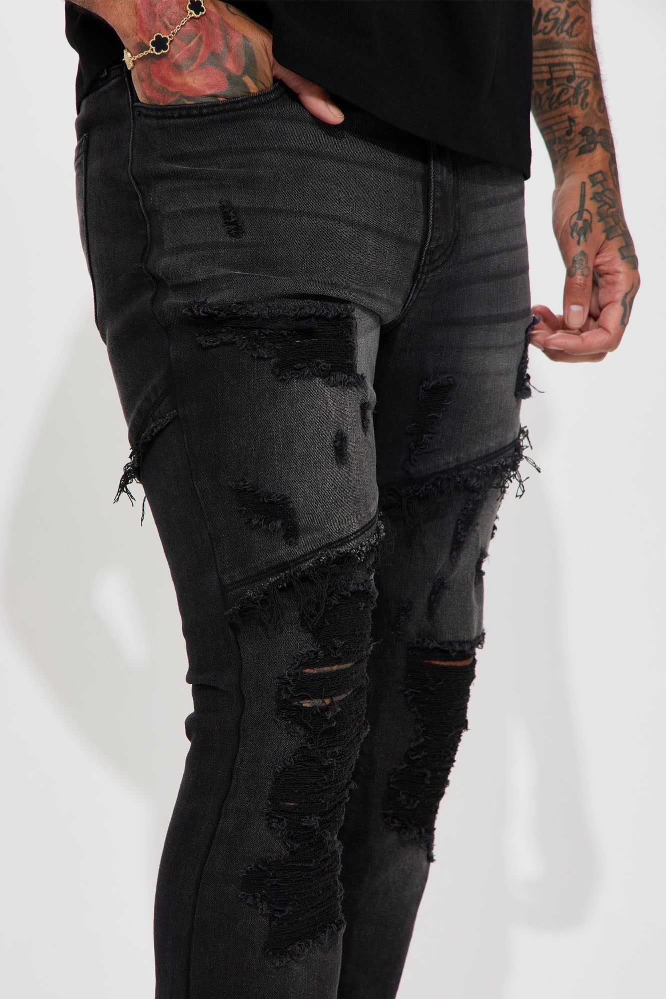 Caught In The Cycle Stacked Skinny Flare Jeans - Black sold by Fashion Nova product image thumbnail 4