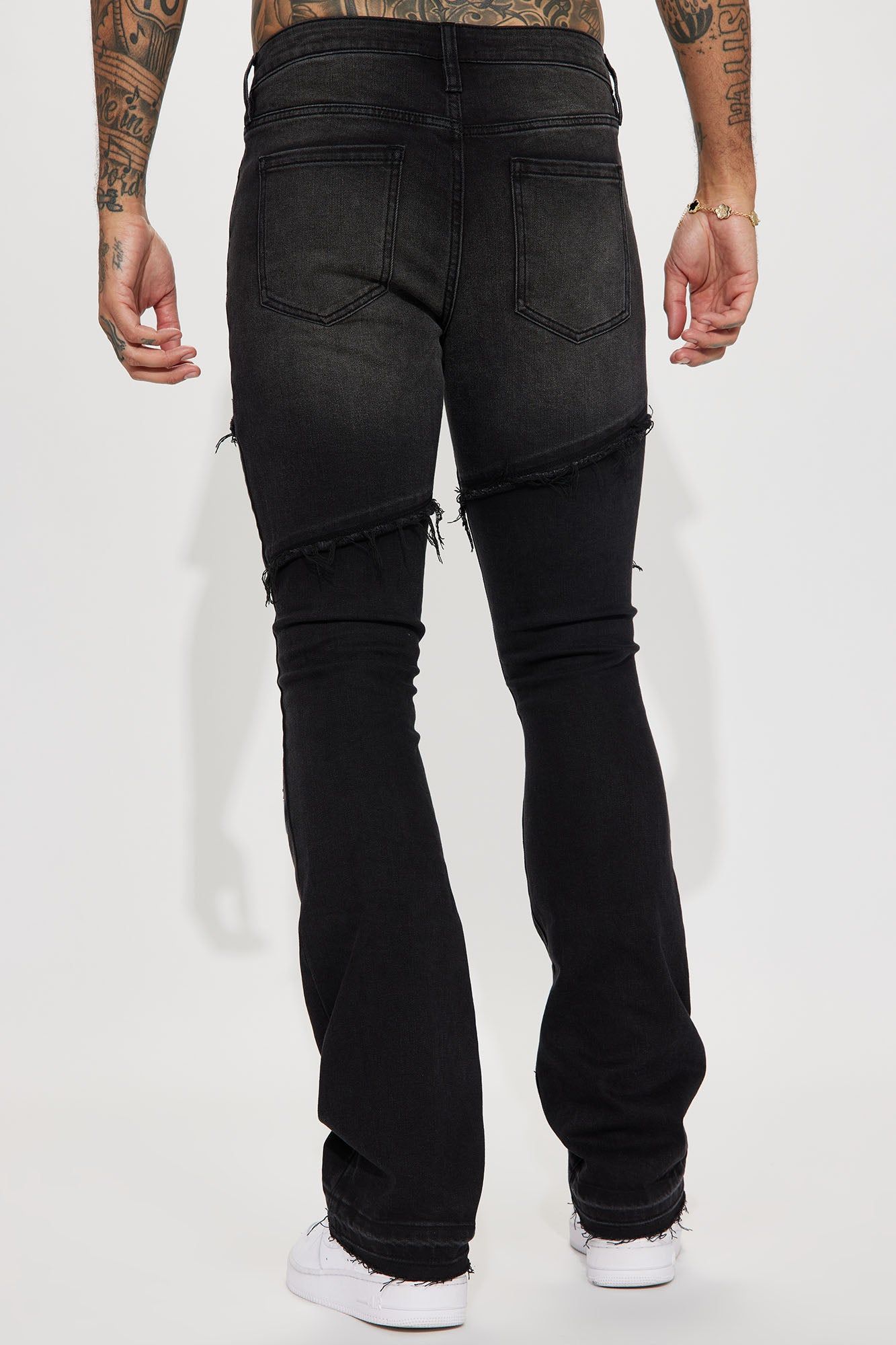 Caught In The Cycle Stacked Skinny Flare Jeans - Black sold by Fashion Nova product image thumbnail 6