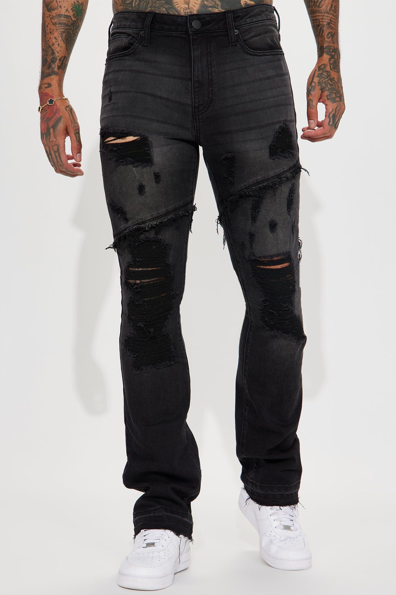 Caught In The Cycle Stacked Skinny Flare Jeans - Black sold by Fashion Nova product image thumbnail 5