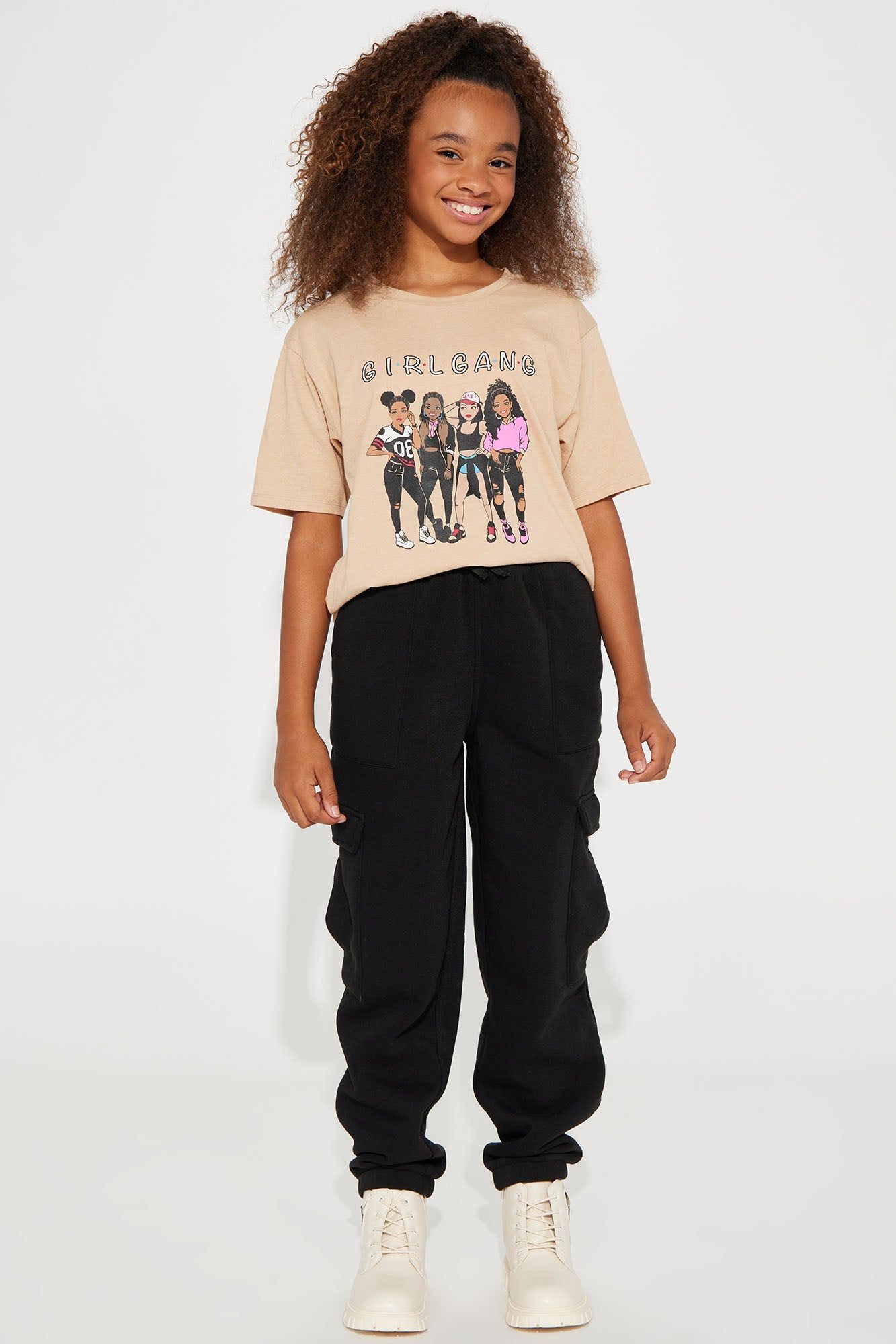 MINI MY GIRLGANG SHORT SLEEVE TEE - Khaki sold by Fashion Nova product image thumbnail 2