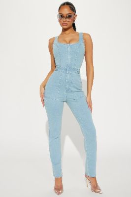 West Coast Denim Jumpsuit - Medium Wash sold by Fashion Nova