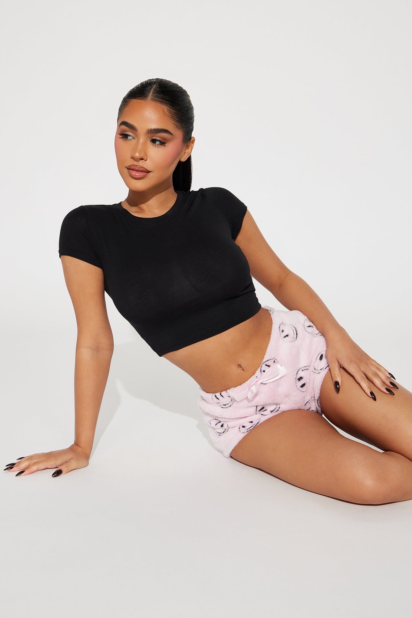 Got Me Smiling Plush PJ Shorts - Pink/combo sold by Fashion Nova product image thumbnail 2