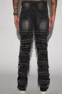 Cant See Me Fray Stacked Skinny Flare Jeans - Black sold by Fashion Nova