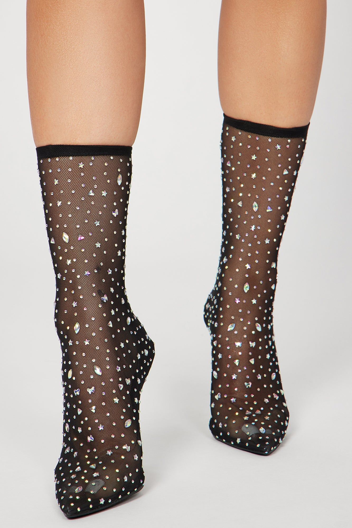 See Me Through Embellished Booties - Black sold by Fashion Nova product image thumbnail 2
