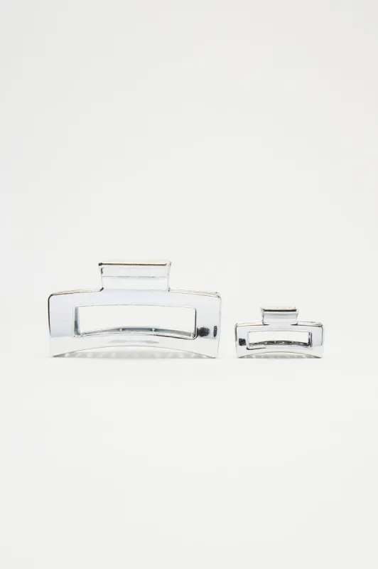 Always Noticed 2 Piece Claw Clip Set - Silver sold by Fashion Nova