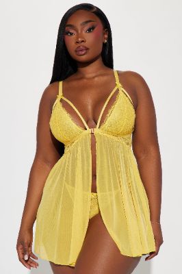 Grasping For More Lace 2 Piece Babydoll Set - Yellow sold by Fashion Nova