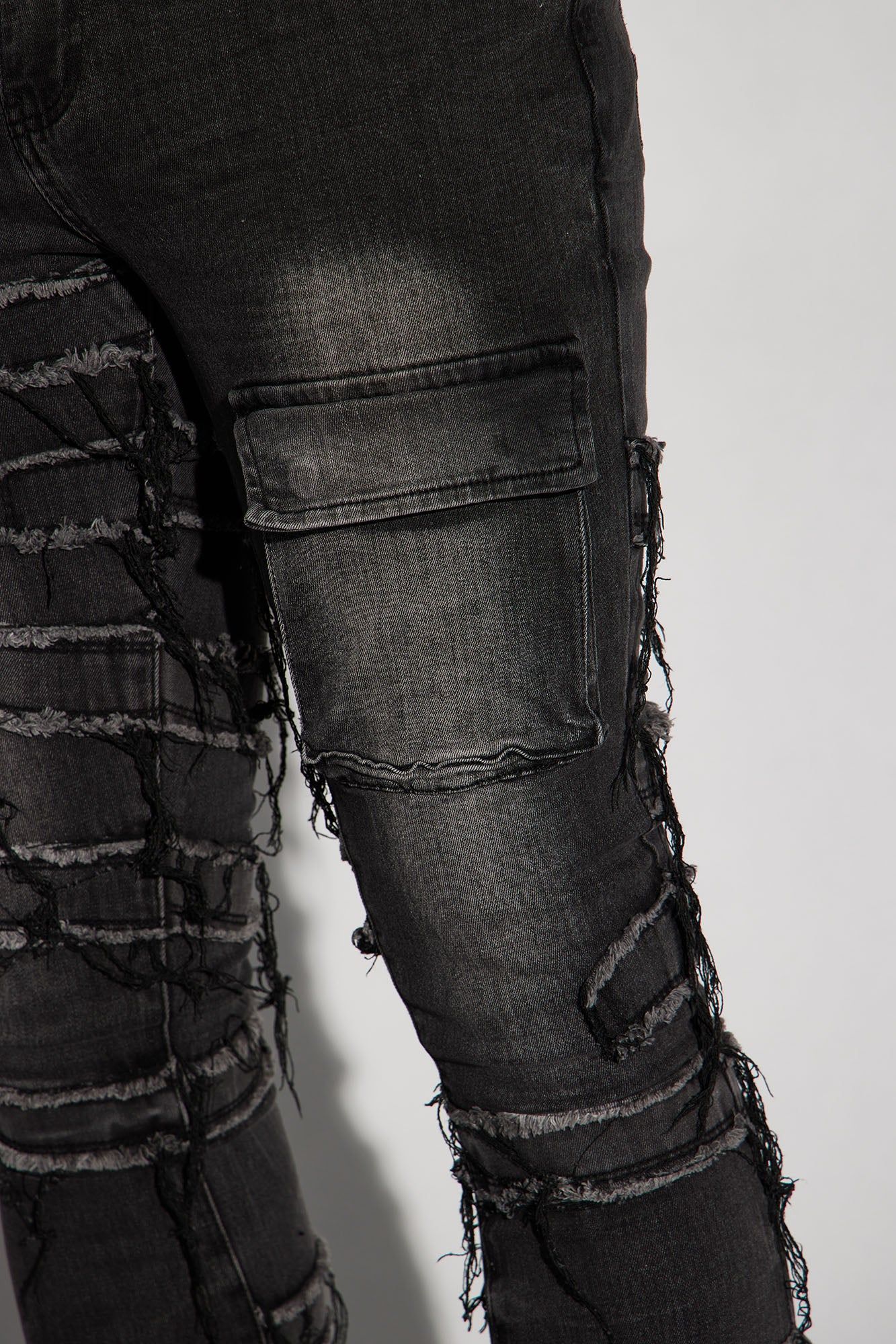 Cant See Me Fray Stacked Skinny Flare Jeans - Black sold by Fashion Nova product image thumbnail 5