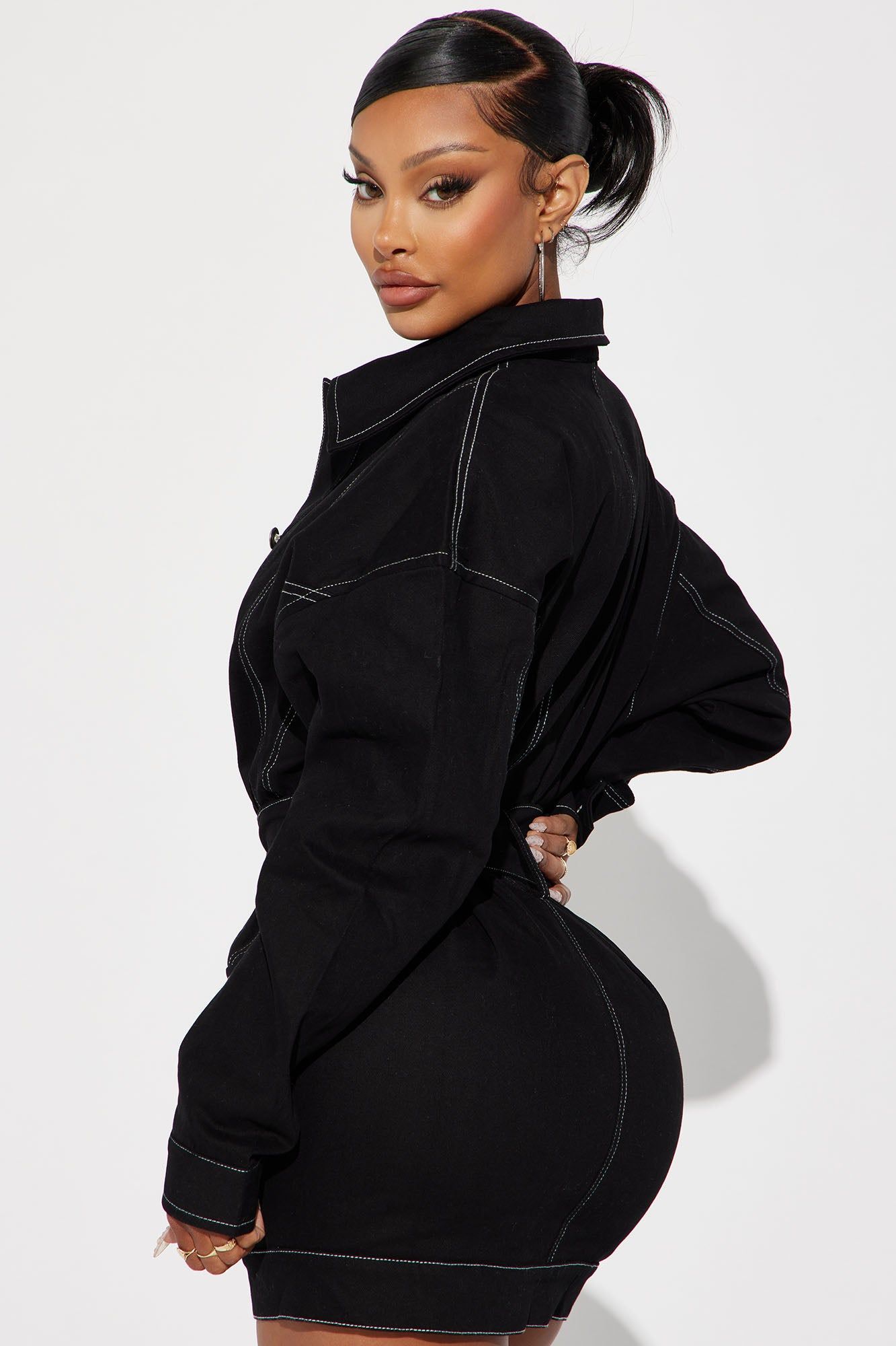 Stephanie Denim Mini Dress - Black sold by Fashion Nova product image thumbnail 3