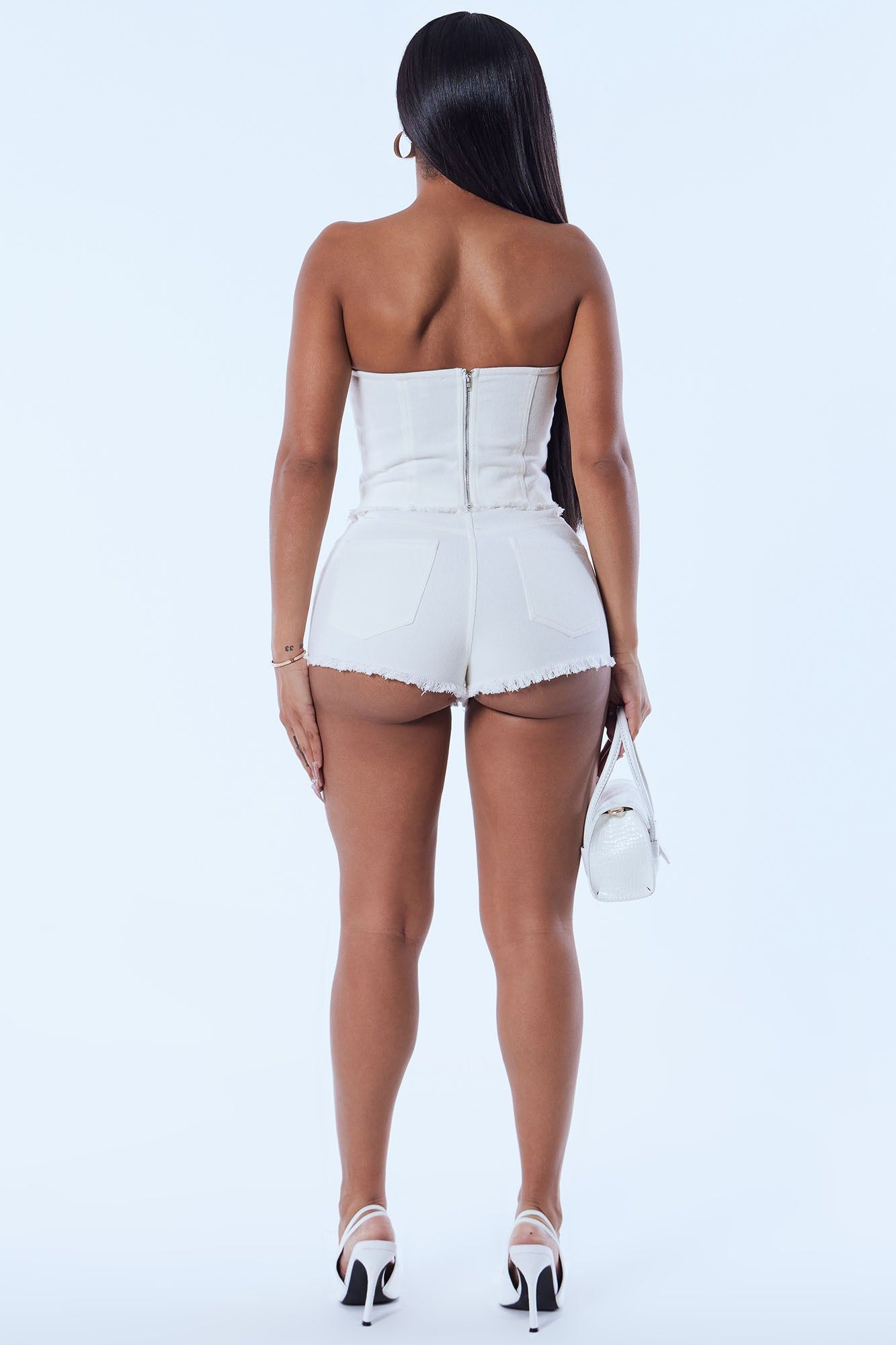 True Moment Denim Short Set - White sold by Fashion Nova product image thumbnail 5