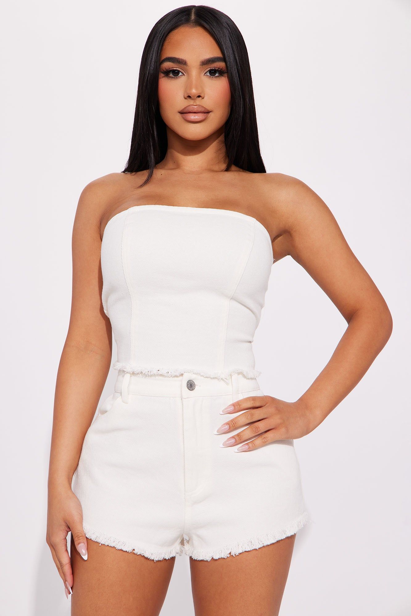True Moment Denim Short Set - White sold by Fashion Nova product image thumbnail 7
