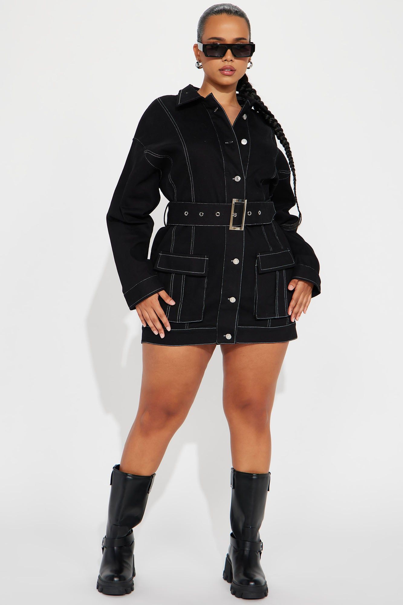 Stephanie Denim Mini Dress - Black sold by Fashion Nova product image thumbnail 5