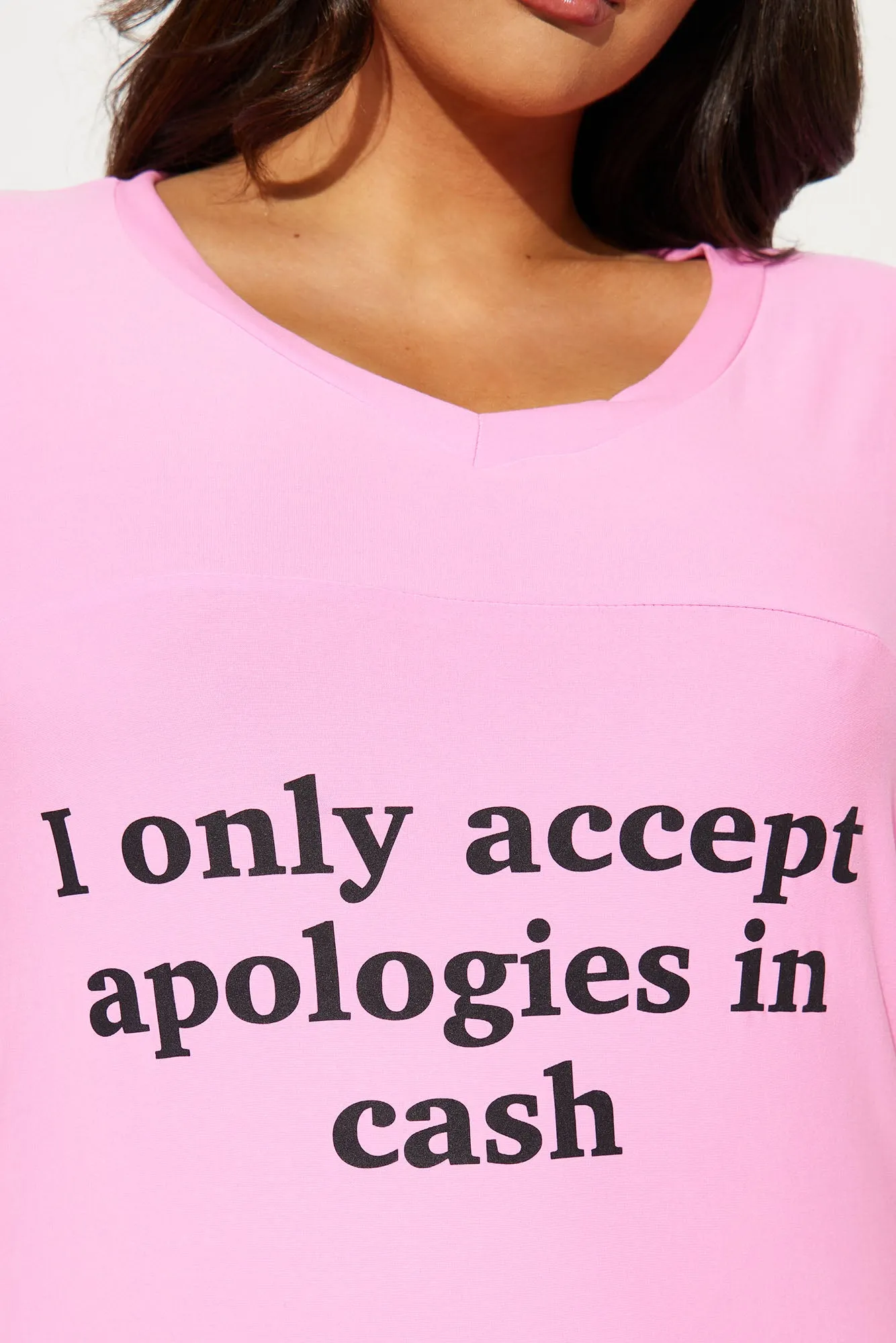 Only Accept Apologies In Cash PJ Sleep Shirt - Pink sold by Fashion Nova product image thumbnail 5