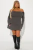 Dazed Dreams Ribbed Mini Dress - Charcoal sold by Fashion Nova