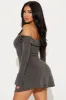Dazed Dreams Ribbed Mini Dress - Charcoal sold by Fashion Nova