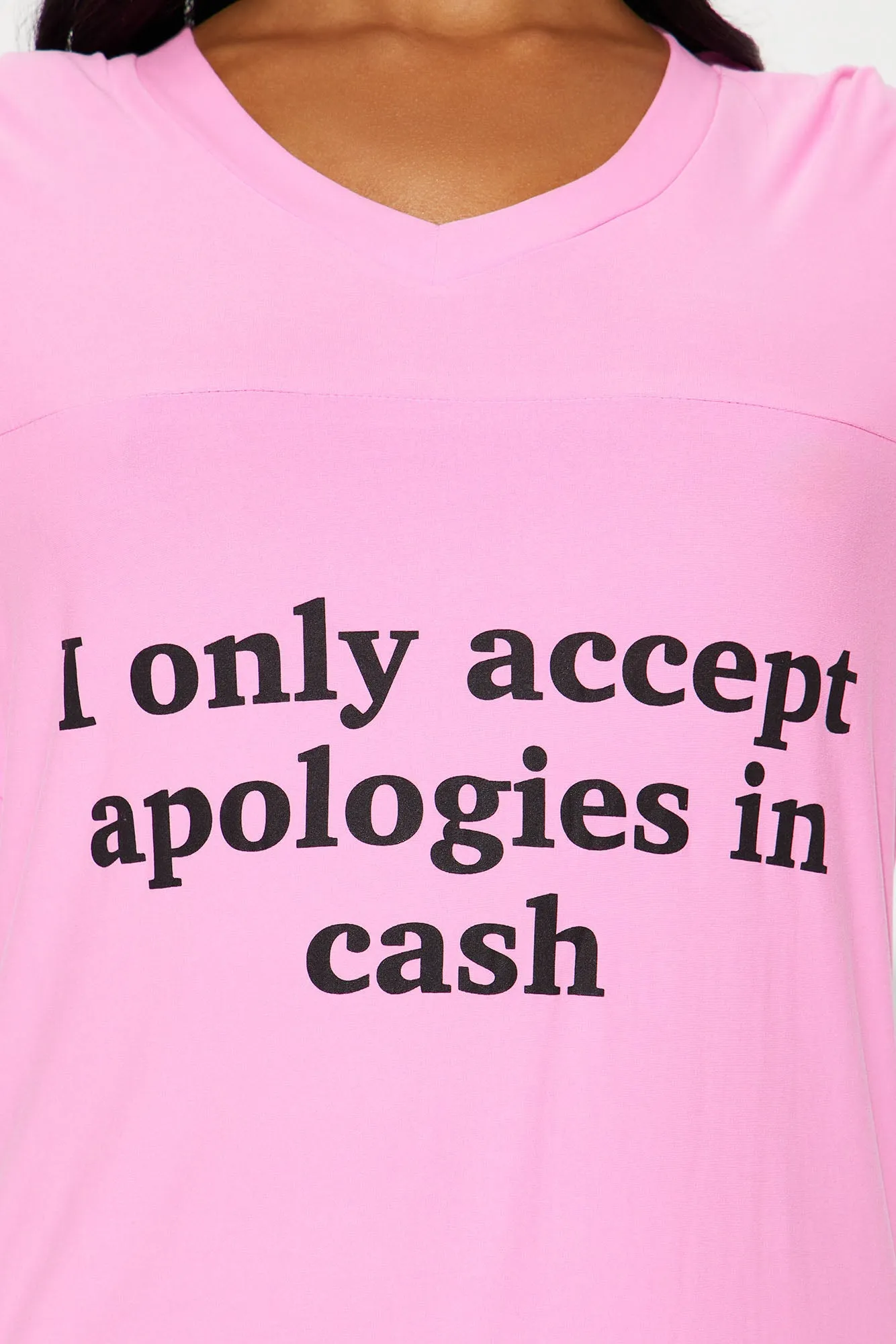 Only Accept Apologies In Cash PJ Sleep Shirt - Pink sold by Fashion Nova product image thumbnail 2