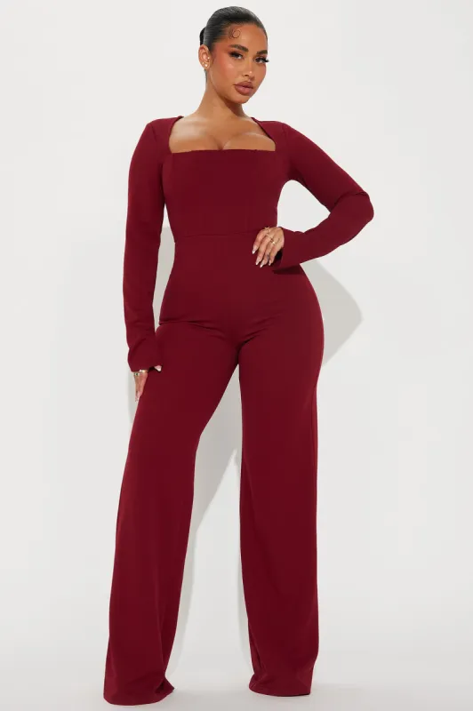 Kinera Jumpsuit - Burgundy sold by Fashion Nova