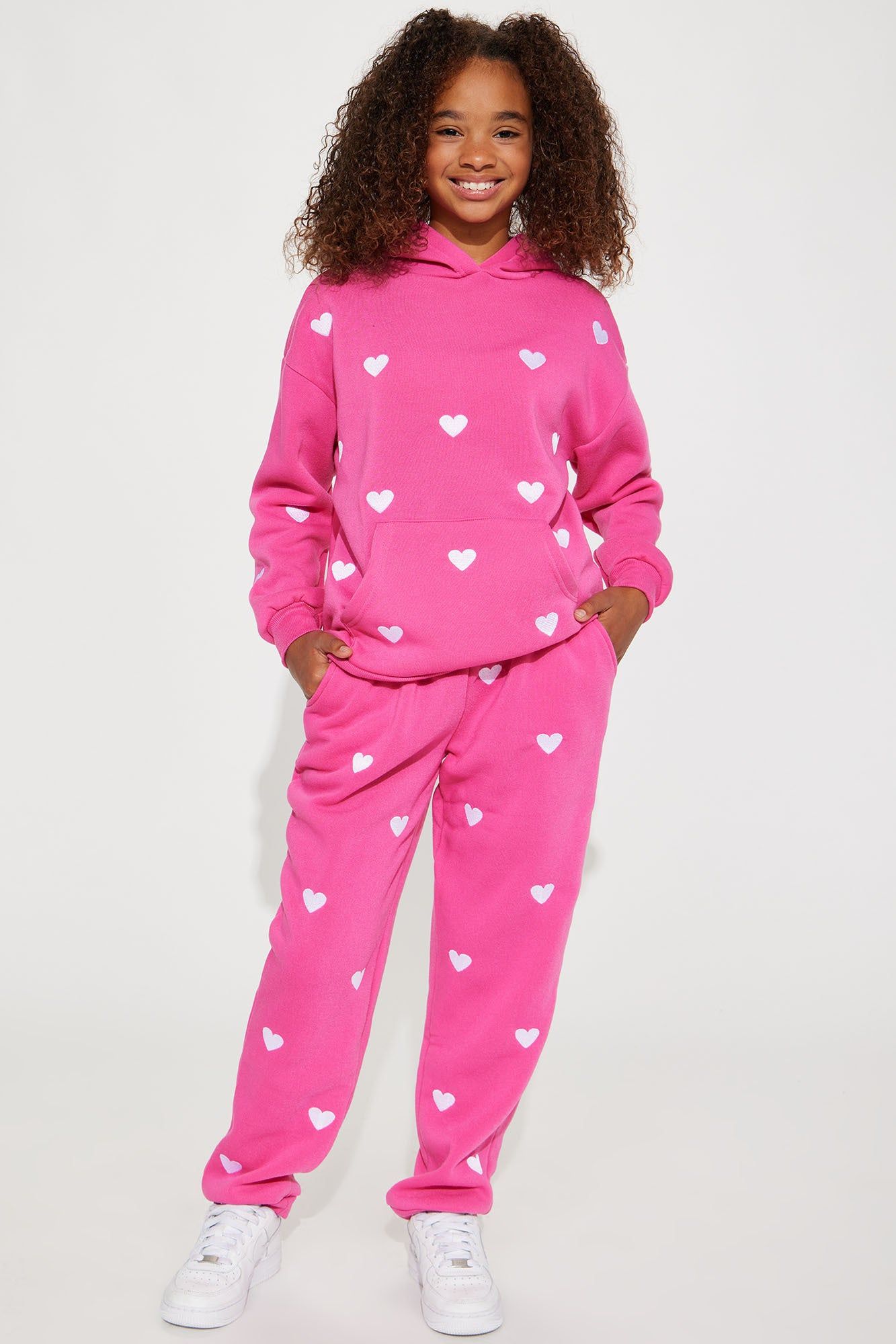 Mini Heart Print Oversized Fleece Hoodie - Fuchsia sold by Fashion Nova product image thumbnail 2