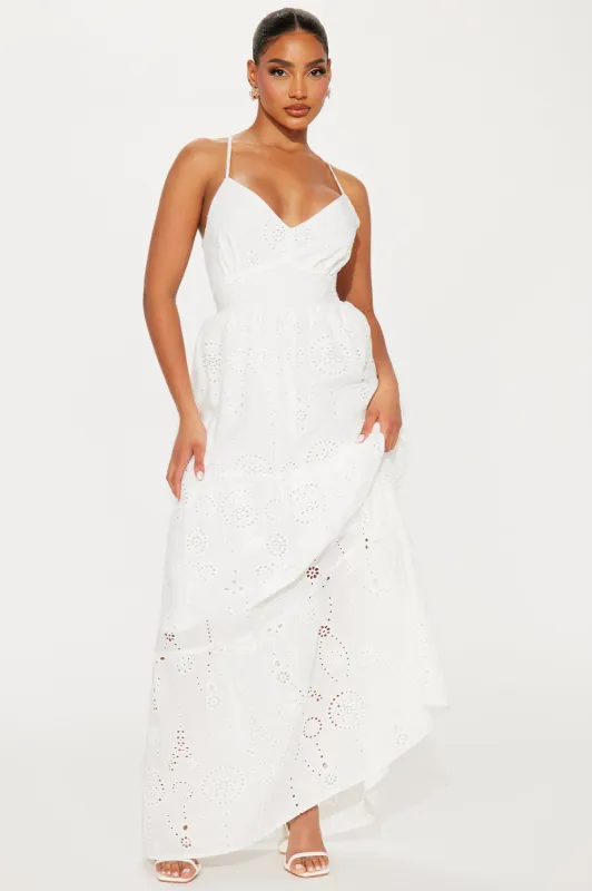 Daisy Delight Eyelet Maxi Dress - White sold by Fashion Nova
