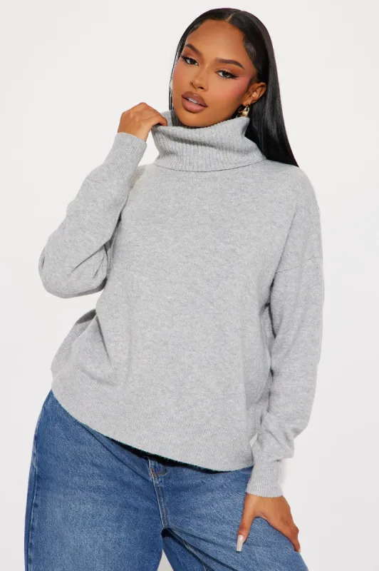 Snow Day Turtleneck Sweater - Grey sold by Fashion Nova