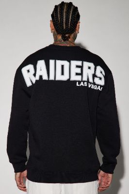 Raiders Higher Education Fleece Crew Neck Sweater - Black/combo sold by Fashion Nova