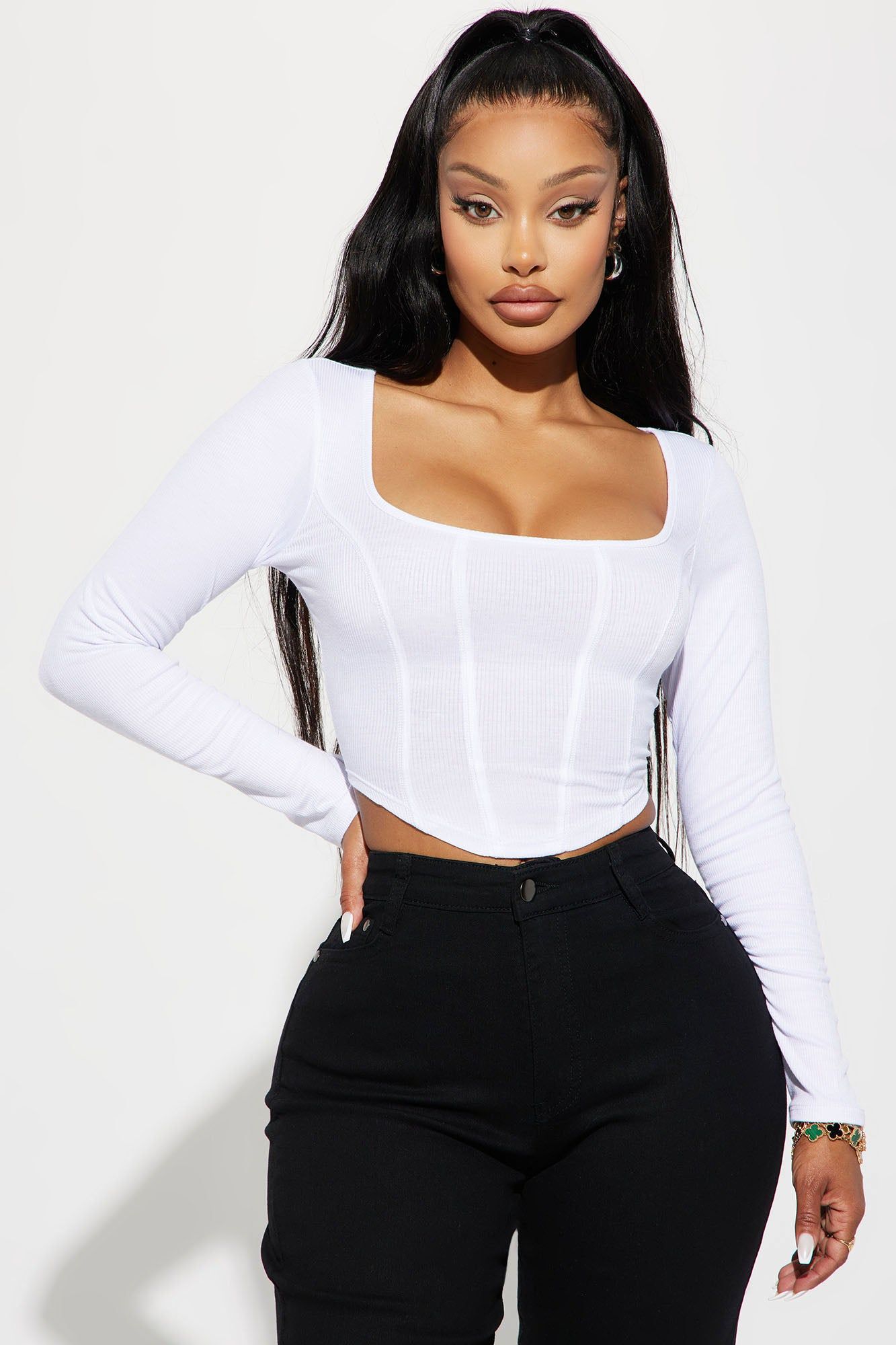 Daria Ribbed Top - White sold by Fashion Nova