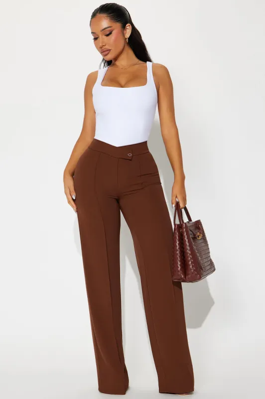 Call Me Maybe Wide Leg Dress Pants - Chocolate sold by Fashion Nova
