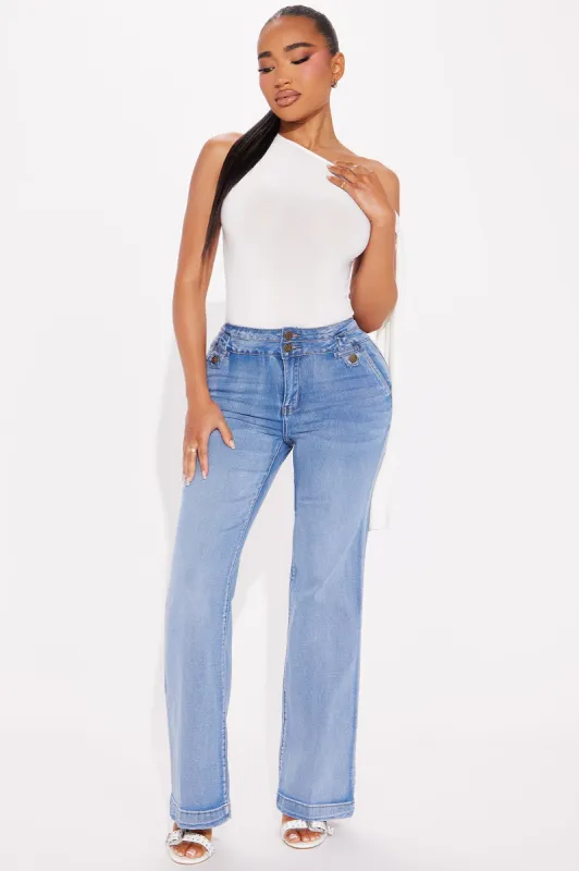 Renna Stretch Flare Jeans - Medium Wash sold by Fashion Nova