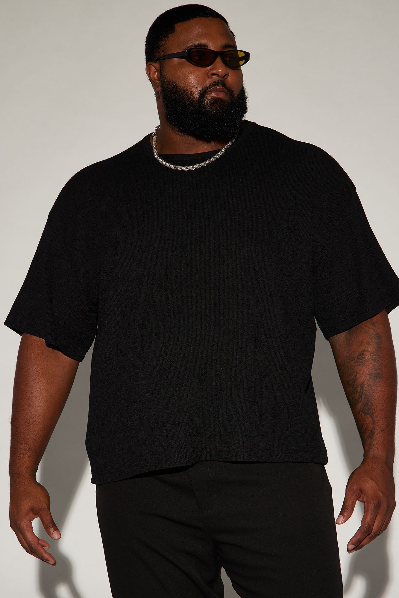 Thayer Textured Boxy Short Sleeve Tee - Black sold by Fashion Nova product image thumbnail 4