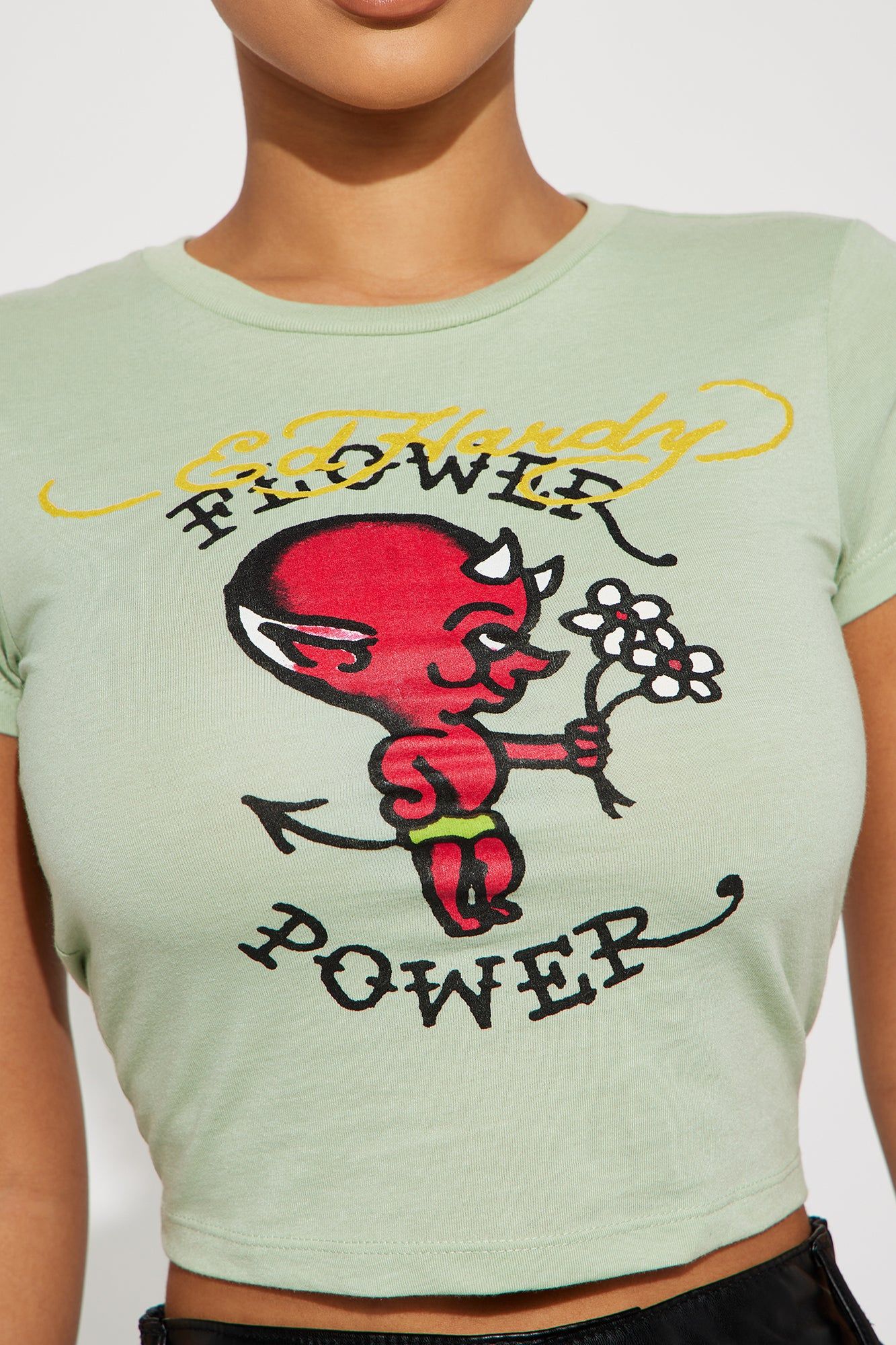 Ed Hardy Baby Devil Fitted Tee - Sage sold by Fashion Nova product image thumbnail 3