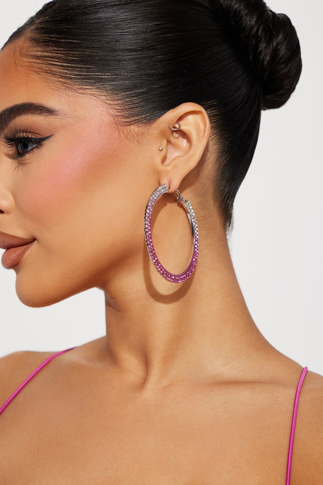Fiesta Babe Hoop Earrings - Pink/combo sold by Fashion Nova
