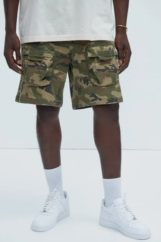 Hawk Cargo Relaxed Shorts - Camouflage sold by Fashion Nova